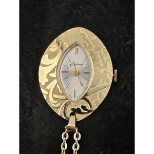 Gorgeous Swiss Endura Swiss Manual Wind Gold Plated Pendant Watch Runs Well